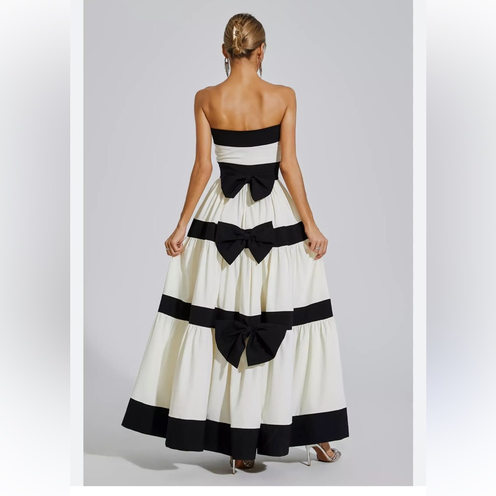 NWT Miss Rosier strapless bow back maxi dress XL RUNS SMALL - Picture 2 of 10